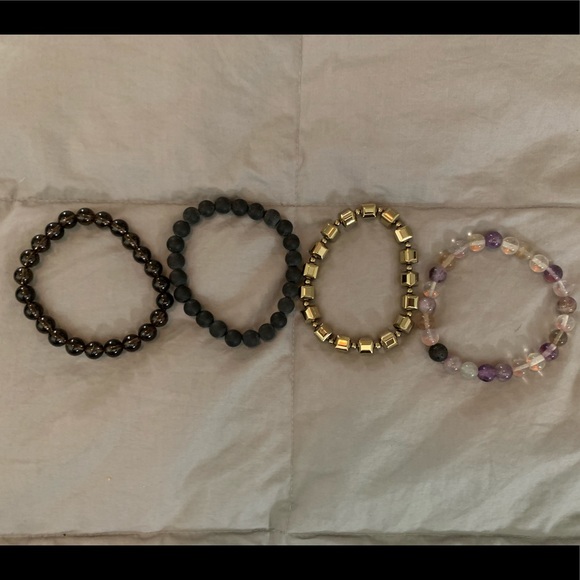 Jewelry - Crystal Bracelet Lot - Garnet, Shungite, Pyrite and Flourite